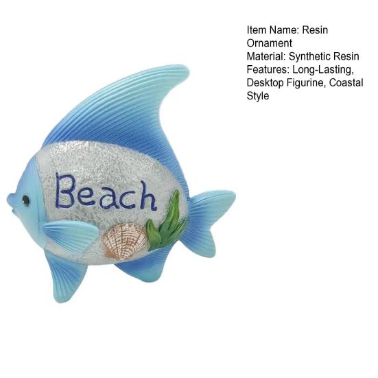 Fish Figurine Coastal Charm Resin Fish Sculpture Beach Relax Fish Statue