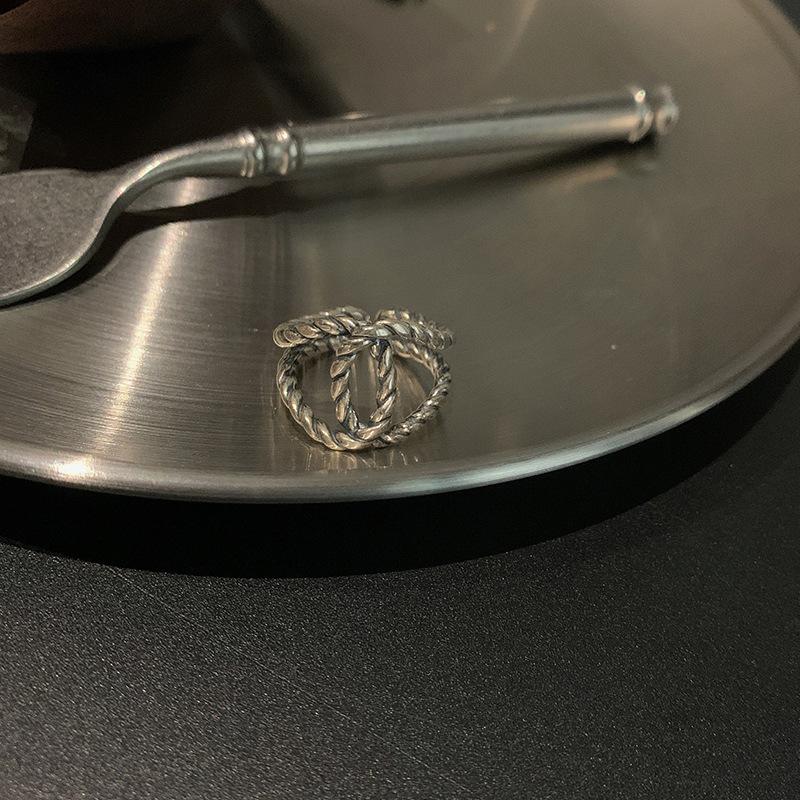 Style Urban Modern Hollow Geometric Ring For Women With Adjustable Size Made From 925 Silver Pure