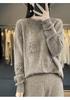 2025 Autumn/Winter Women's Loose Crochet Sweater, 100% Australian Wool, Low Round Neck, Trendy Korean Lazy Style