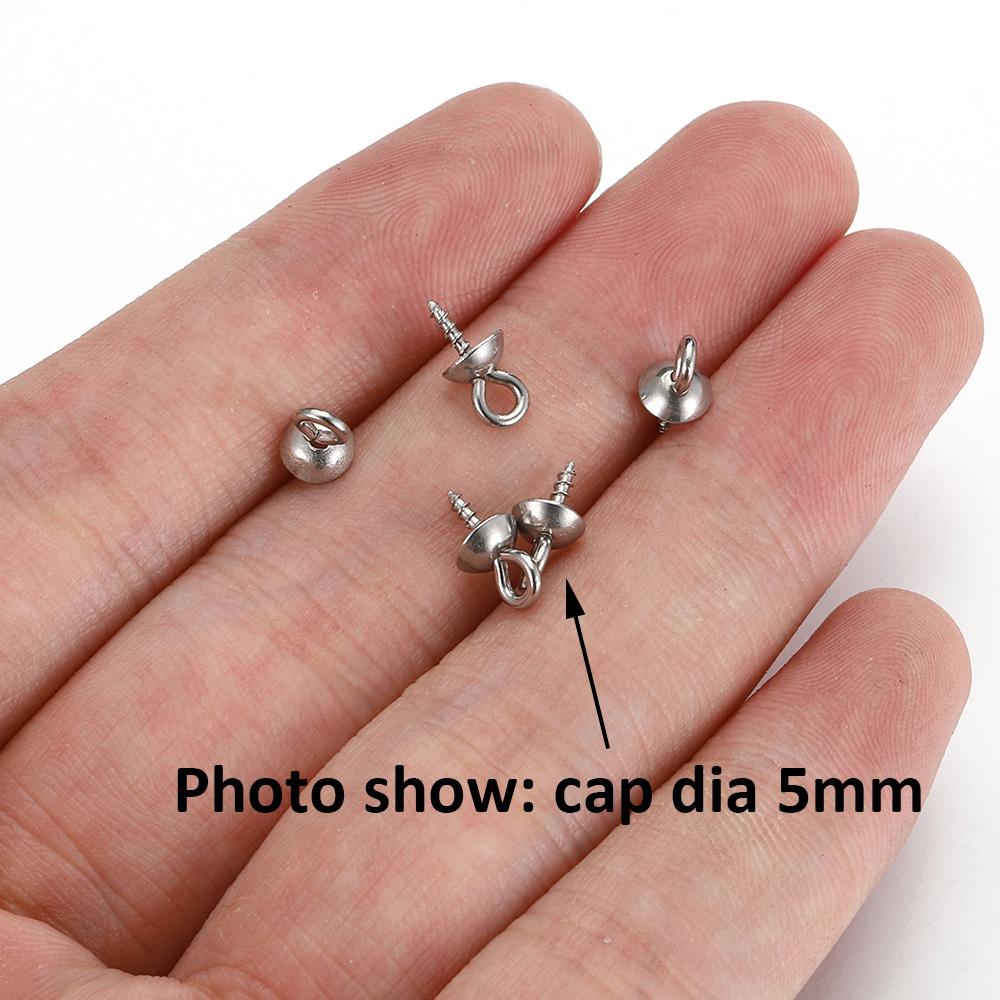 50pcs Gold Color Stainless Steel Screw Eye Pins Bail Top Drilled Beads End Caps Pendant Charms Connectors for DIY Jewelry Making