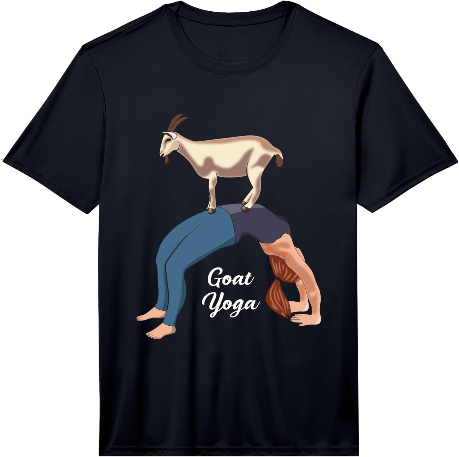 Mens Funny Farmer Goat Yoga Pose Woman Bending Yogi Bridge Asana Performance T-Shirt Unisex T-Shirt S