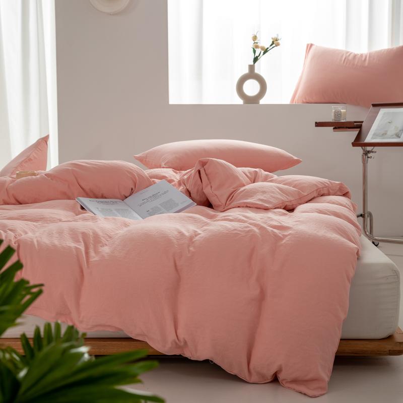1pc Solid Color Duvet Cover 100% Washed Cotton Quilt Cover Japanese Minimalist Style Bedding Single Double King Queen Size Bed