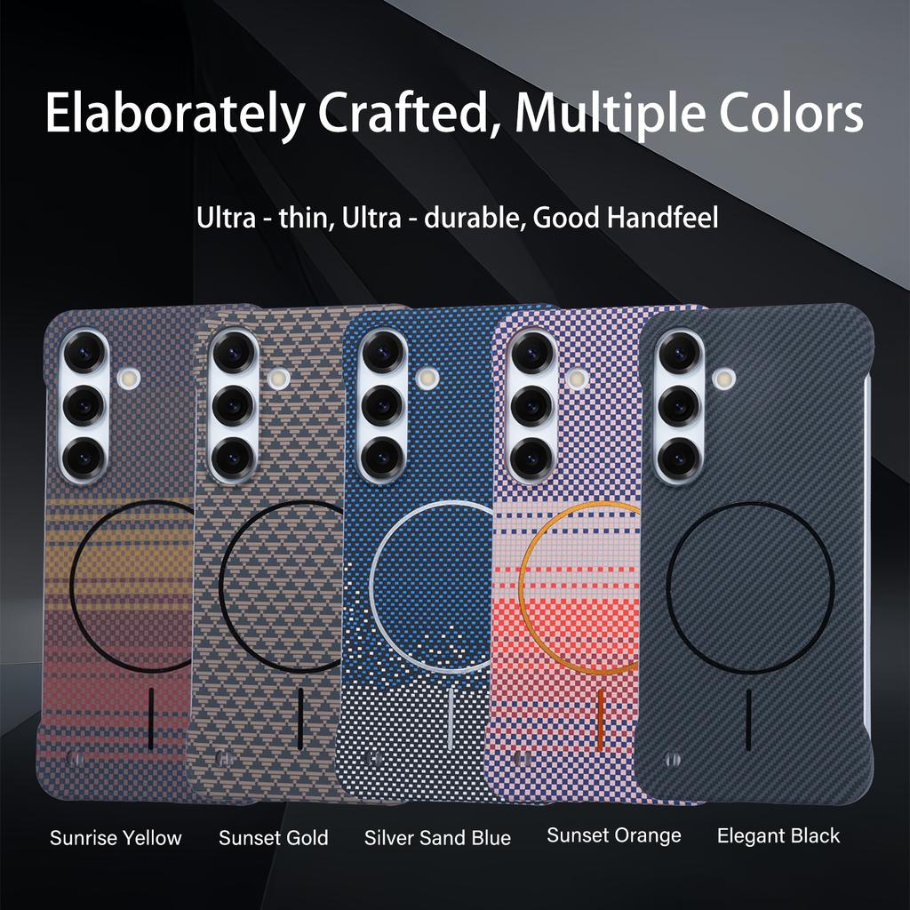 Luxury Matte Frameless Carbon Fibre Wireless Charging Magnetic For Magsafe Case For Samsung Galaxy S25 S24 S23 Plus Ultra Cover
