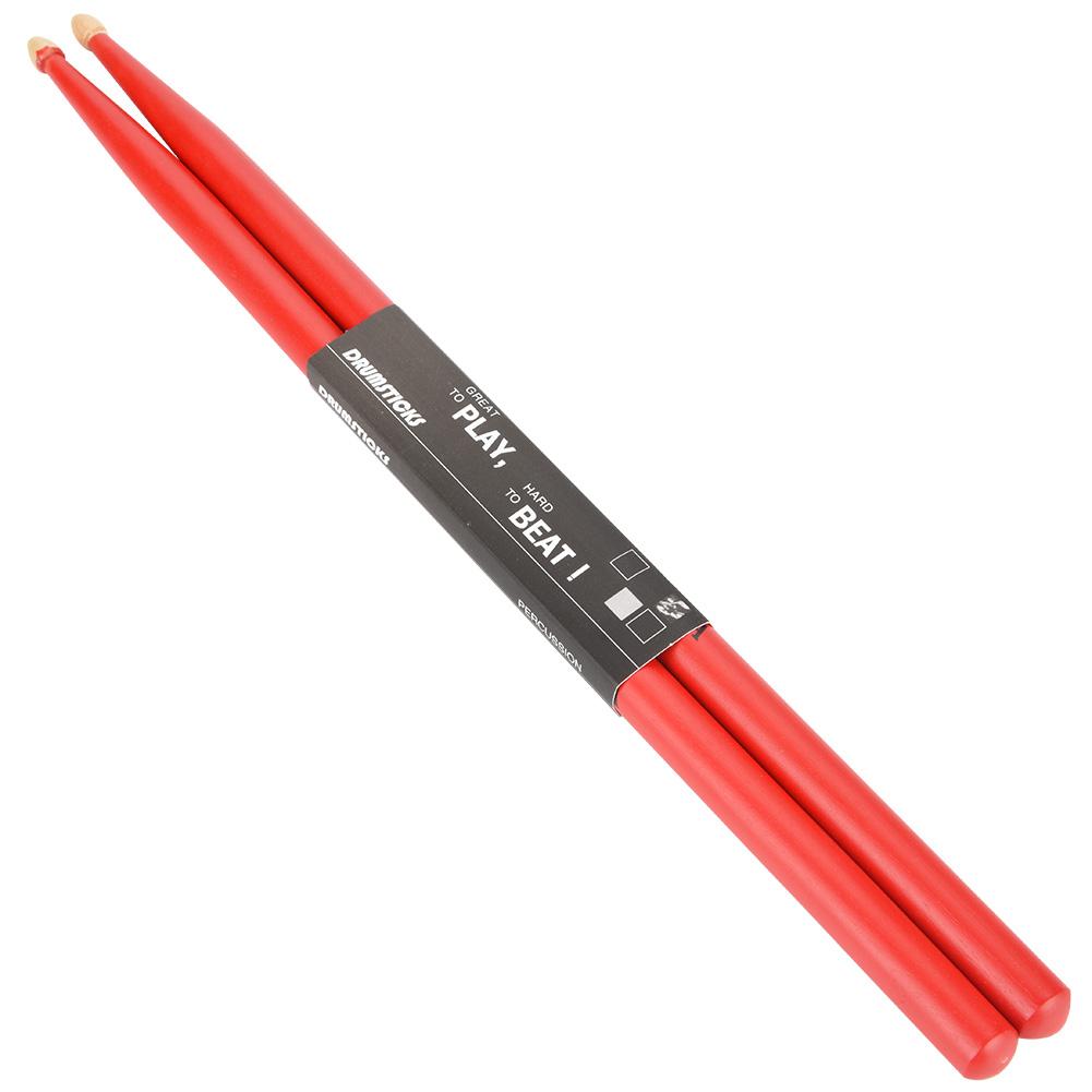 1 Pair 5A Drum Sticks Maple Wood Drumsticks Instruments Accessories (Red)