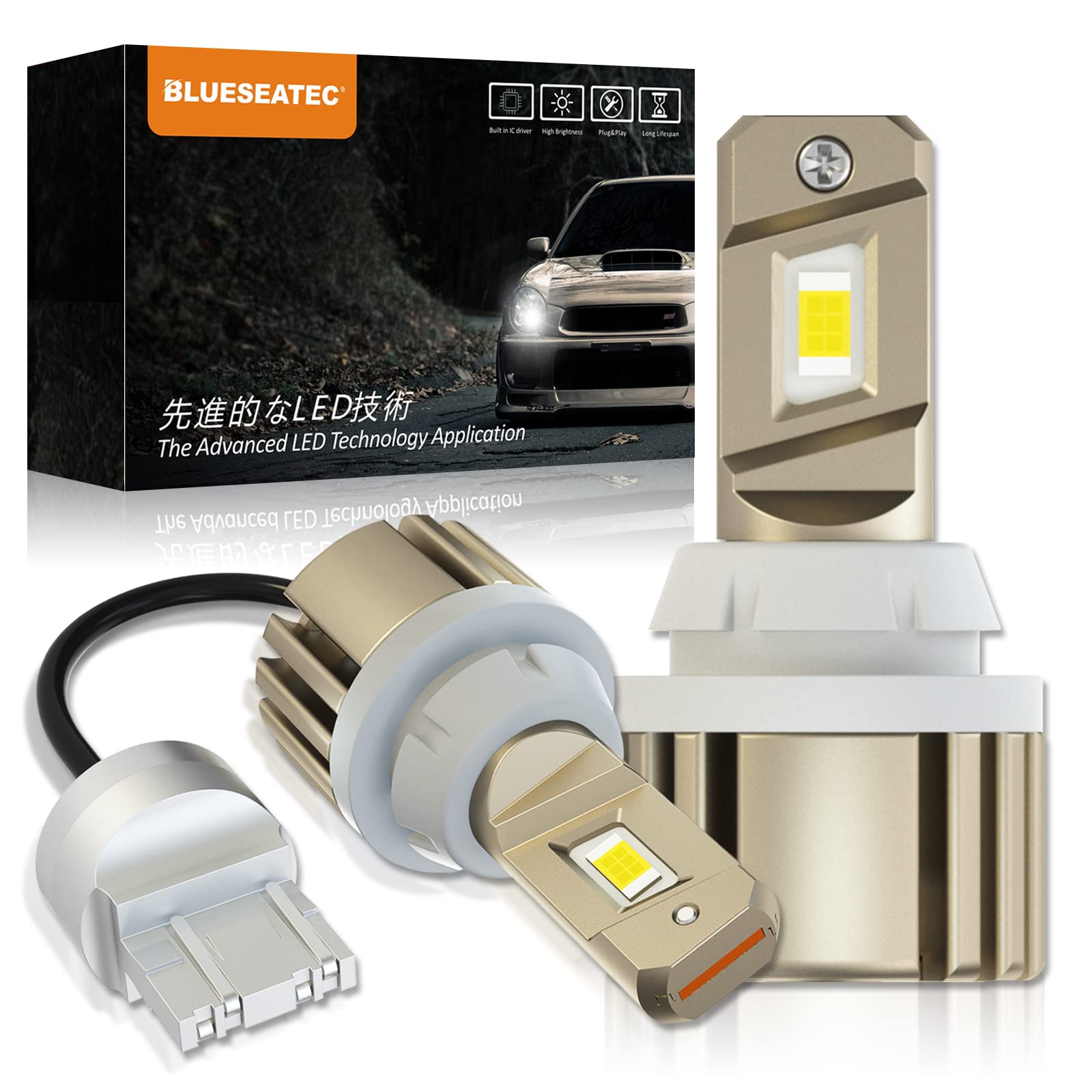 

BLUESEATEC [New Release] T20 Double LED Back Lamp Explosive Light 5600LM White 35W74407443T20 Single Bulb Compatible with Hybrid Cars and EV Vehi