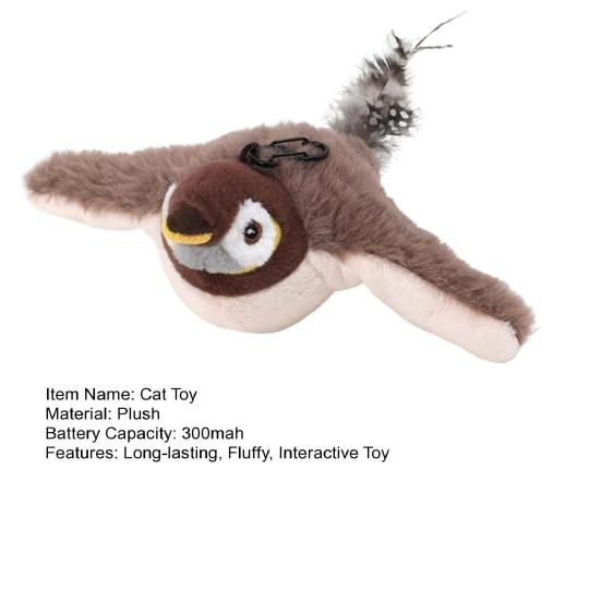 Schlagende Vögel Katzenspielzeug Interaktive Zwitschernde Vögel Katzenjagdspielzeug Elektrisches Plüschtier Schlagende Flügel für Katzen und Hunde Anschleichen Jagdinstinkt