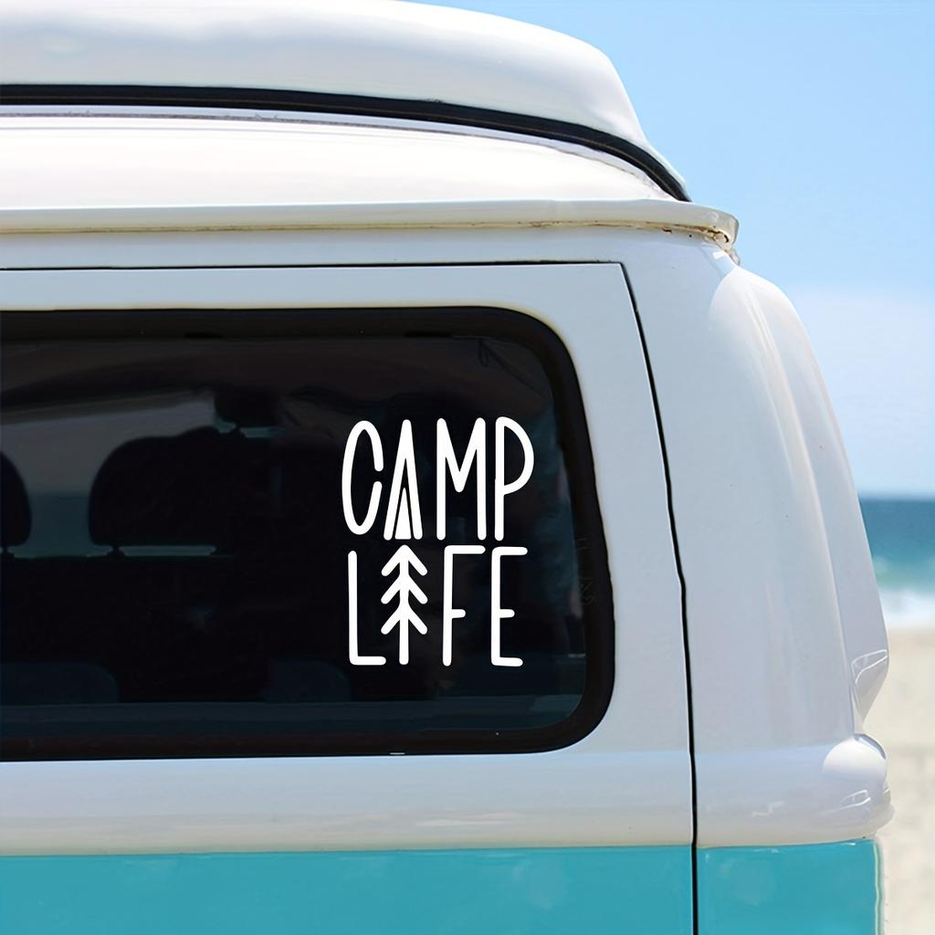 Matte Waterproof Irregular Vinyl Decal Camp Life Graphic Sticker Fit Car RV Camper Outdoor Camping Vehicle Body Window Decor