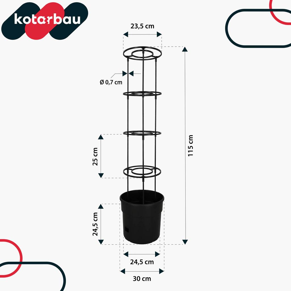 Pot For Growing Tomatoes With A Ladder For The Balcony, Black, 30 Cm, Set Of 3