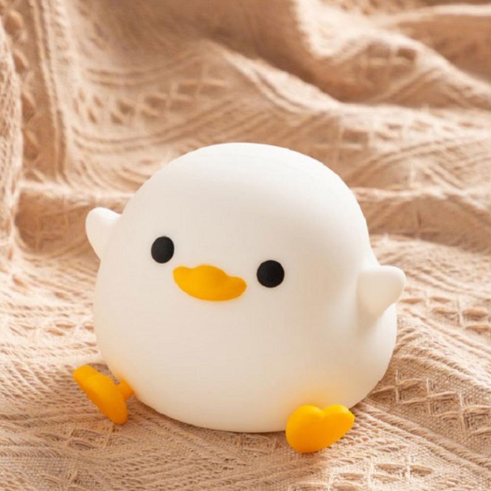 Silicone Duck Pat Night Light Simple Touch Lamp Eye Caring Atmosphere Light 7 Light Colors Cartoon Sleeping Light for Desk Decor