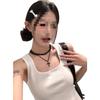 [Same hem as the original] White U-neck vest, suspender dress, women's summer sexy sweet babes tide