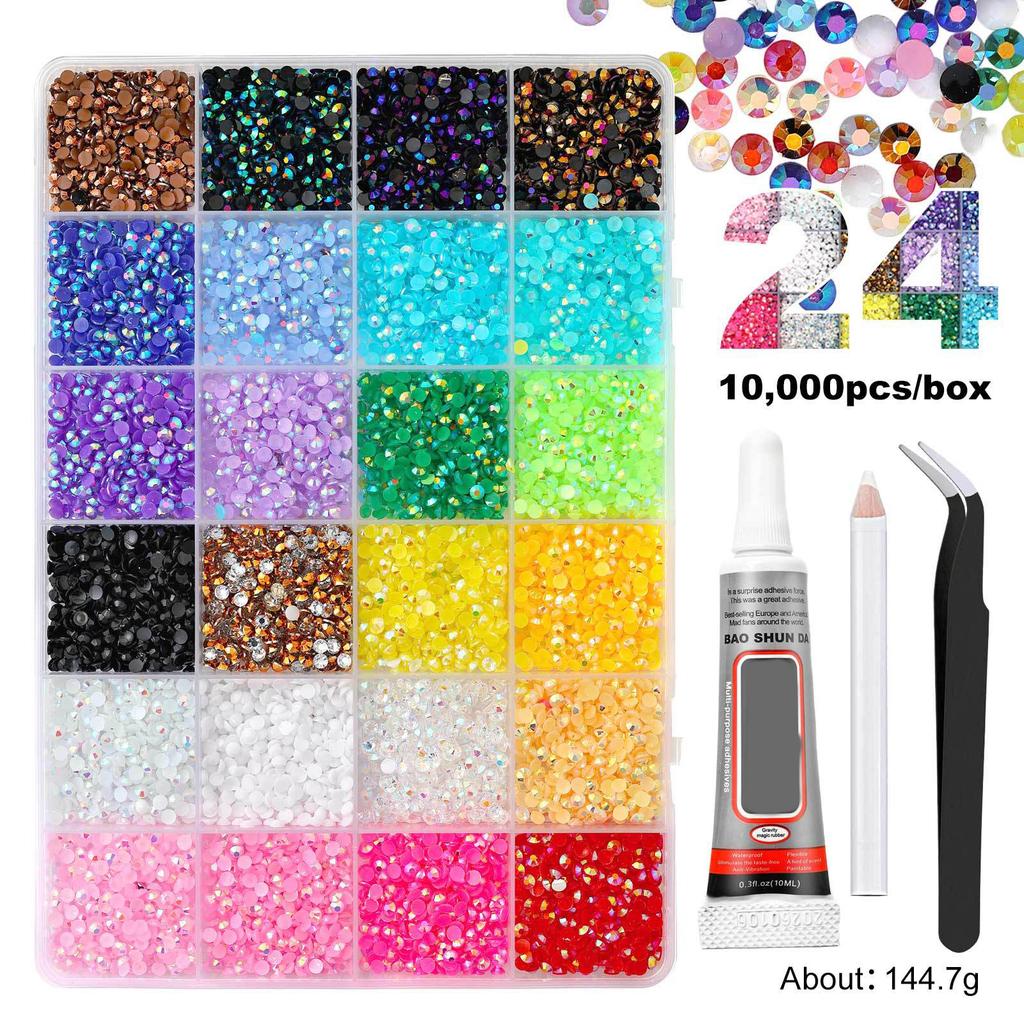 Sparkling Resin Diamonds 6mm Round Flat Back Rhinestones Resin Texture Suitable for Nail Art Crafting and Cosplaying