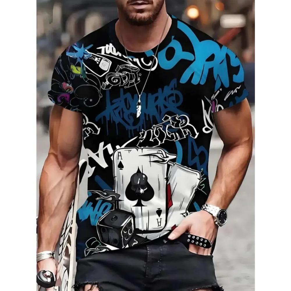 Summer New Men's T-shirt Fashionable Comfortable 3D Printed Loose Versatile Round Neck Large Size Short Sleeve T-shirt