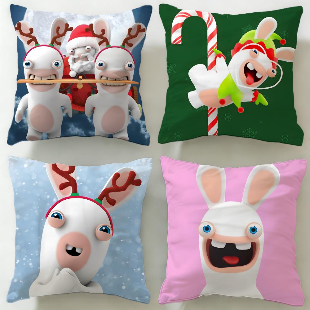 popular game Rabbids Cushion Cover Soft & Easy-Wash Pillow Case – Versatile for Couch, Bed, Travel and Office