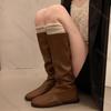 Fashion Comemore Long Boots Women's Shoes 2025 New Autumn and Winter Solid Color Botas Flat Bottom Round Head Knee High Boots for Women