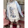 2KWEIRD Y2k Ästhetik Abnehmbarer Ärmel T-Shirt Damen Kawaii Katzenprint Grunge Oberteile Japanisches Harajuku T-Shirt Fairycore E-Girl Streetwear
