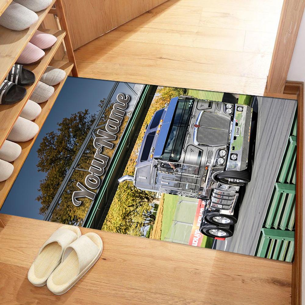 Kw Heavy Trucks Customize Your Name Area Rug Perfect for Study room Hallway Kitchen Game Room Antislip Carpet Anime Office Decor Wedding Party Gift
