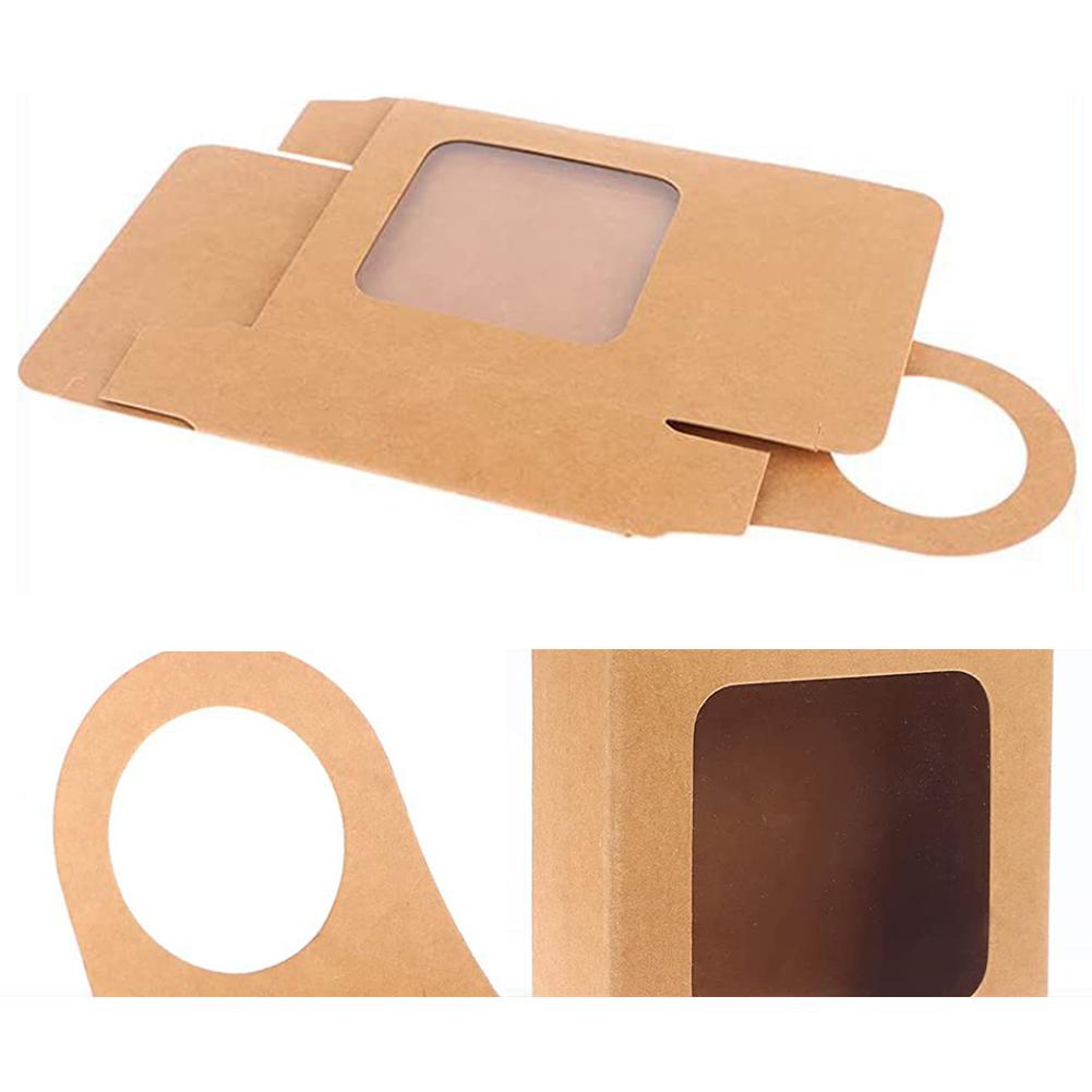 25Pcs Kraft Paper Gift Box with Window Decorative Wine Boxes Xmas Party Supplies