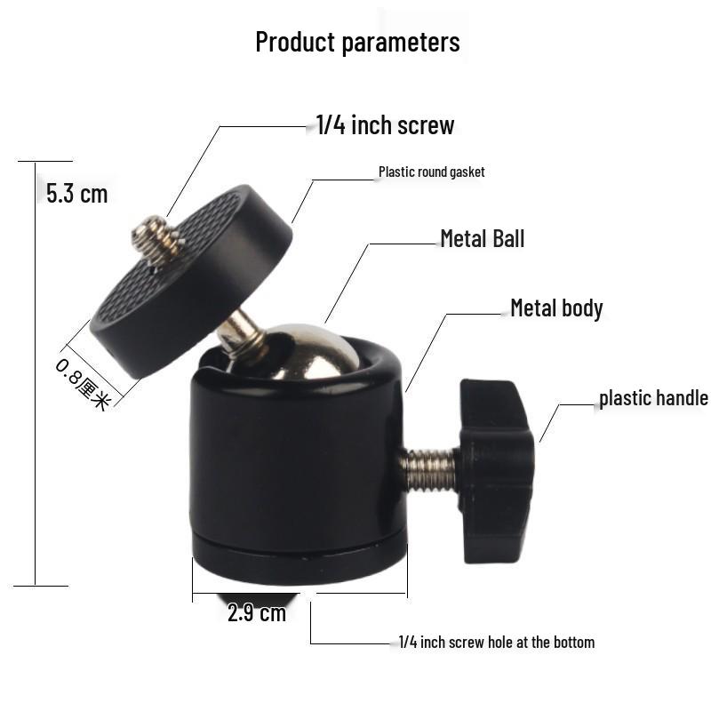 3/8 Metal Rotating Pan Tilt Head with Phone Holder & Tablet Tripod Mount for Live Broadcasts