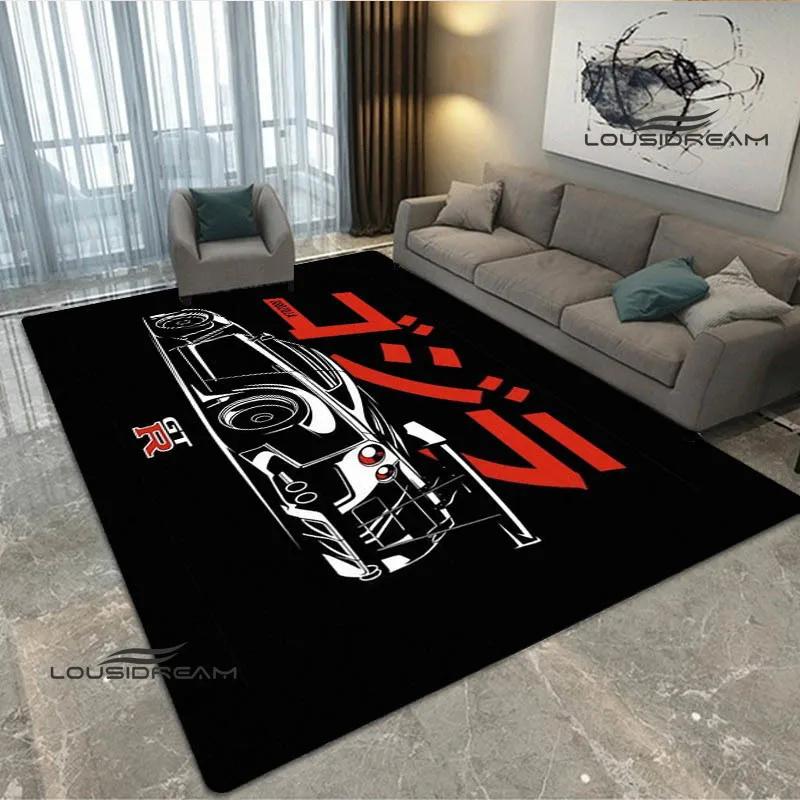 JDMs GTR Flag Car Pattern Carpet Decoration Room Home Outdoor Decor Racing Rug Non Slip Washable Game Style Floor Mat