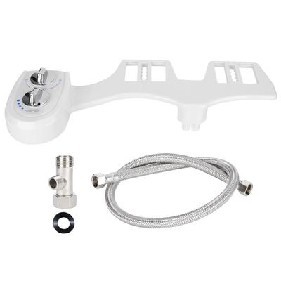 Bidet Toilet Attachment with Dual Nozzle Single Cold Water Spray Bathroom Accessory White US9/16