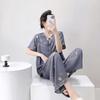 1011 New Spring and Summer Cotton and Silk Pajamas Women's Short-sleeved Trousers Round Neck Thin Fashion Casual Cute Loungewear Cover