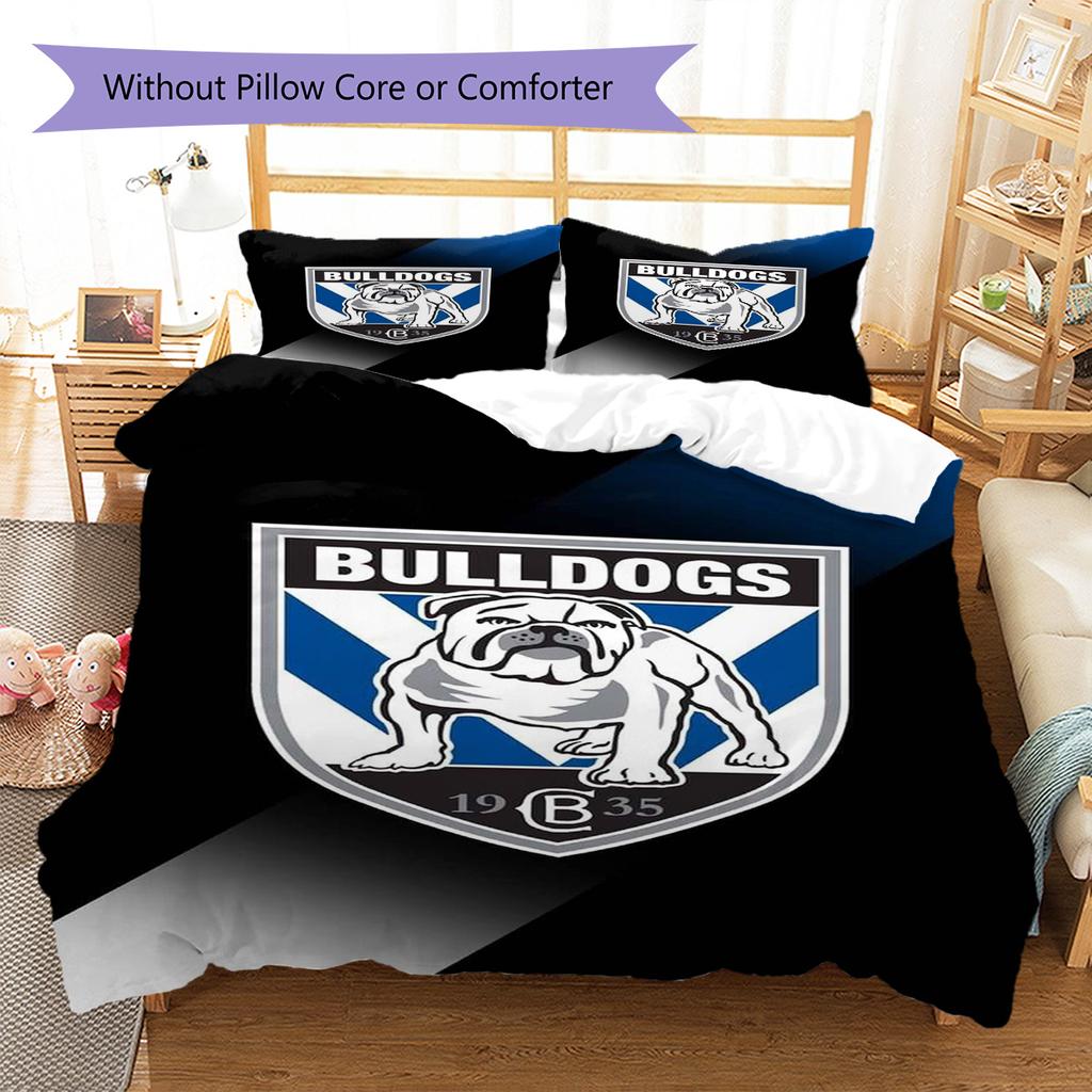 Canterbury Bulldogs Pattern Bedding Set Quilt Cover Pillowcase Home Decor Gift (1 * Duvet Cover + 2 * Pillowcase, Without Core)
