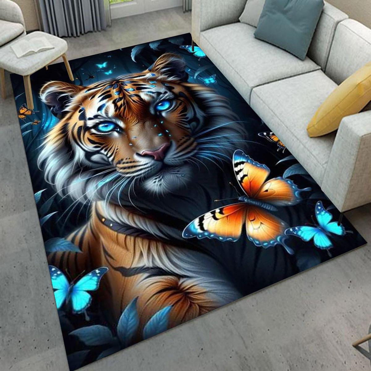 

3D Ковер с принтом тигра и бабочки, напольный коврик для спальни, гостиной, столовой, ванной комнаты, домашний ковер, коврик с тигром и бабочкой 40X60CM