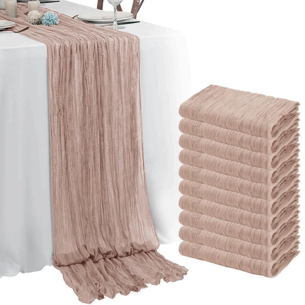 Set of 10 Gauze Wedding Table Runner 40x275cm Cream Semi-Sheer Cheesecloth Christmas Dining Party Arches Cake Table Decor