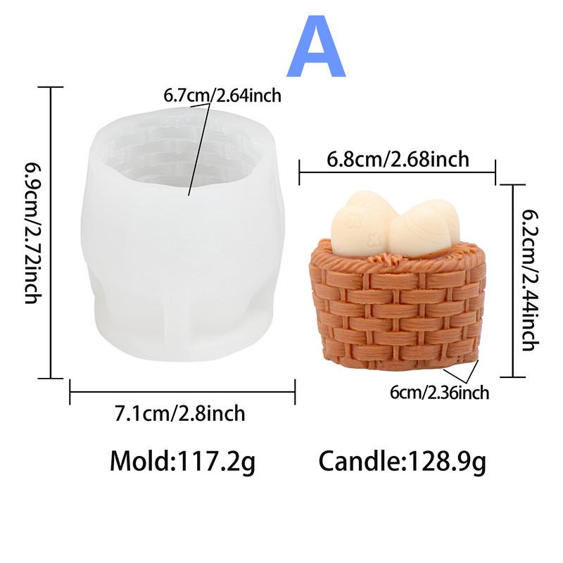Easter Bunny Silicone Mold DIY Bowknot Grinning Rabbit Basket EggShape Multi Purpose Candle Plaster Tool Managed Holiday Decor