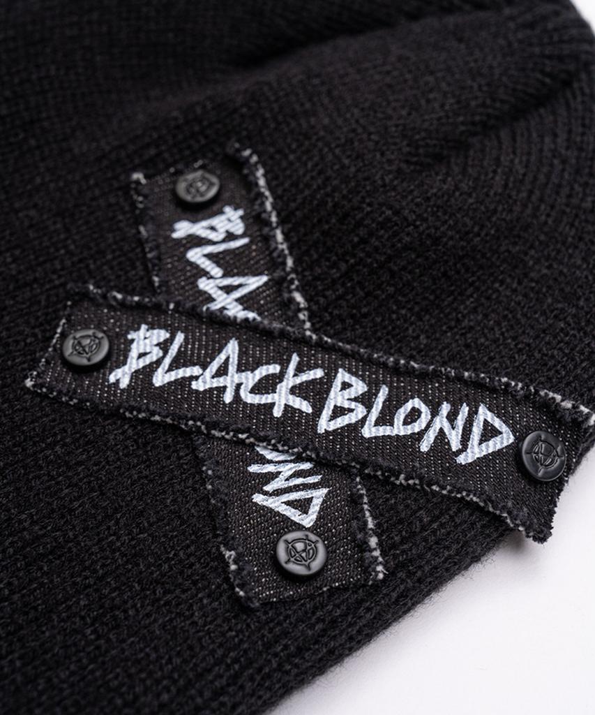 BLACKBLOND Bibbidi Hand-Stitched Graffiti Logo Beanie (Black)