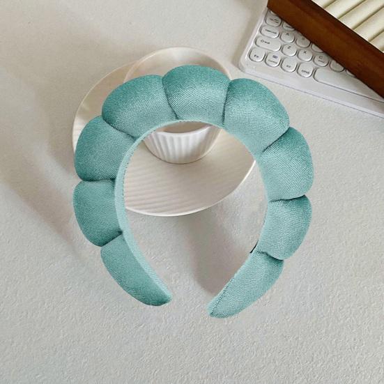 Women Headband Solid Color Elastic Puffy Sponge Lightweight Anti-slip Hair-fixed Regular Fit Bath Washing Face Hair Hoop Hair Accessories