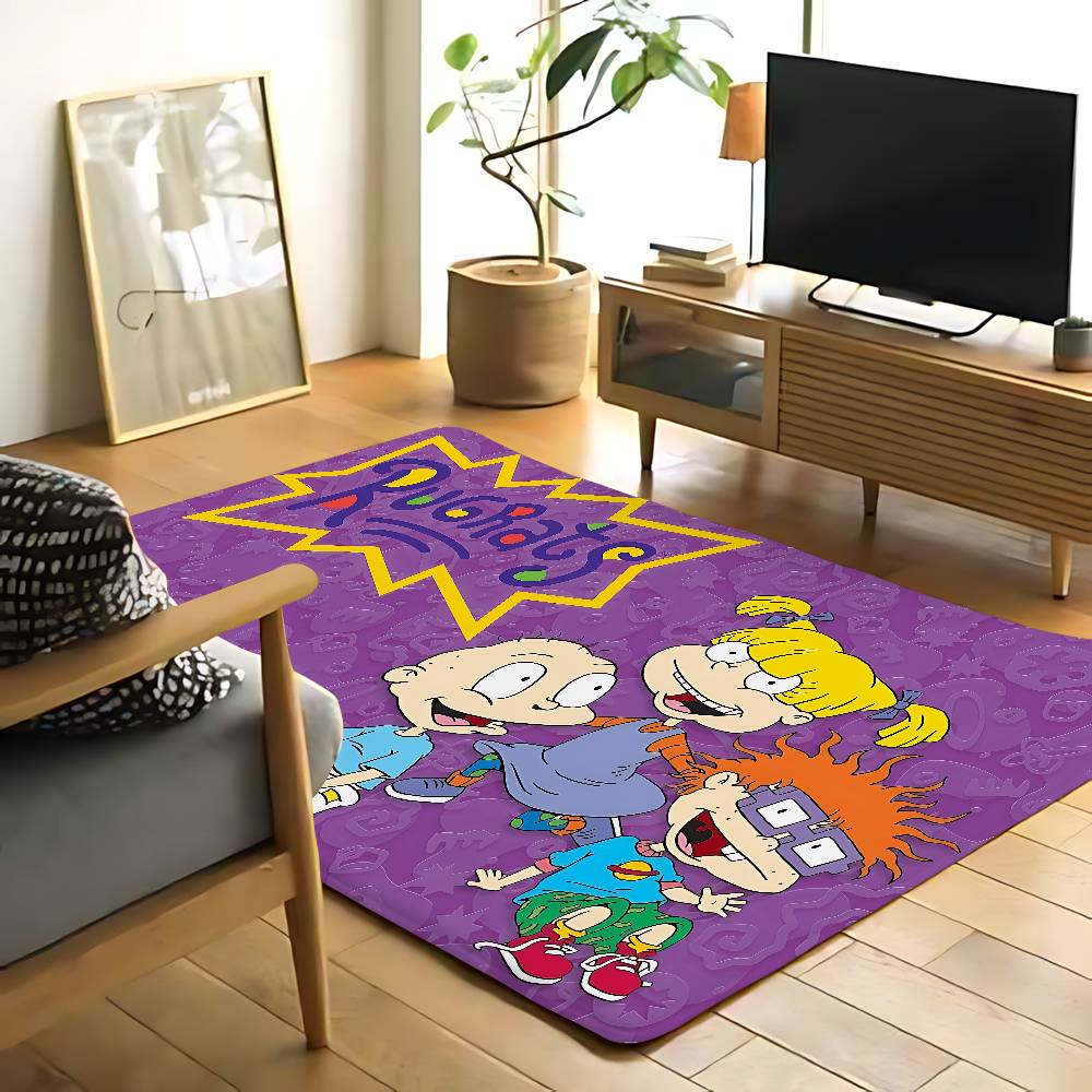 Cartoon Funny R-Rugrats Floor Mat Printed Flannel , Suitable For Bathrooms, Kitchens, Entrances, And Other Decorate Home
