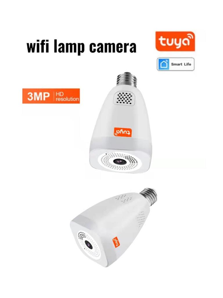 Tuya Smart 360° VR Panoramic Camera with E27 Lamp Holder - Dual Light Source Wireless Home Camera
