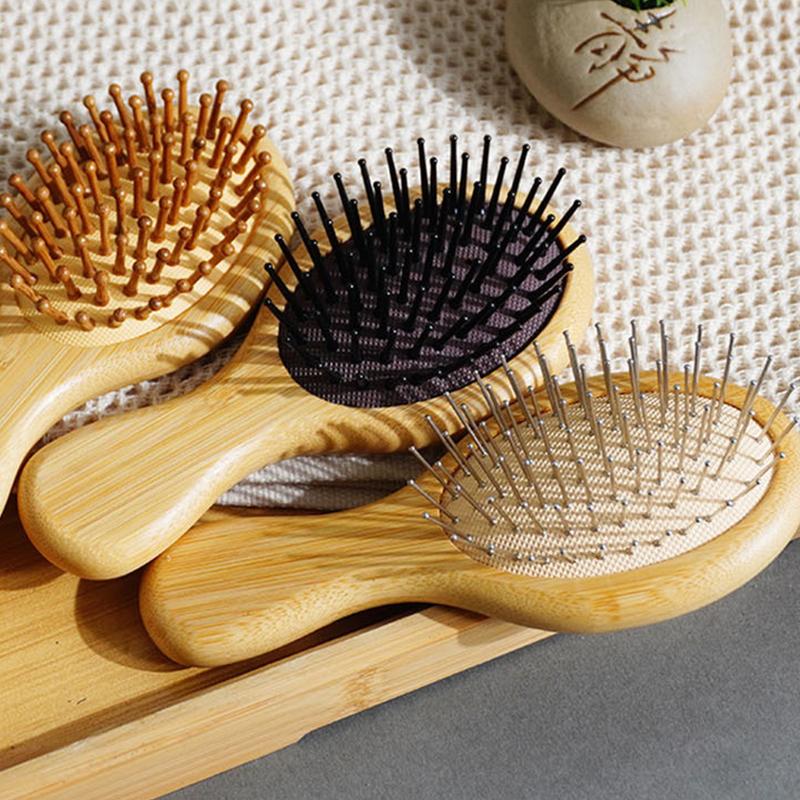 Mini Hair Comb Eco-Friendly Wooden Portable Air Cushion Cute Airbag Anti Static Wide Round Head Tooth Massage Combs Hair Brush
