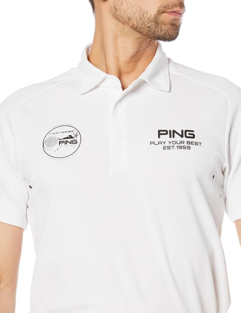 Ping Apparel Men's Short Sleeve Polo Shirt (Stretch, Heat-Shielding, UV Protection) / Golf / 621-4160307 030_White, Size 3L