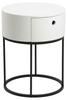 ROUND BEDSIDE CABINET White Polo WITH DRAWER Metal Base
