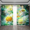 2PC Home Decoration Curtains With Dreamy Floral Background And Rod Pocket Curtains, Suitable For Kitchens, Cafes, Living Rooms