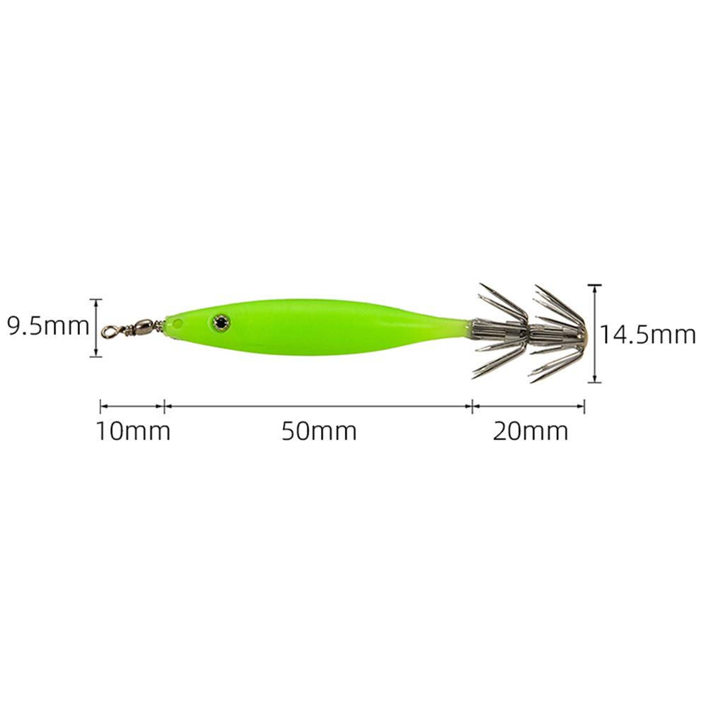 5Pcs Luminous Squid Lure Night Fishing Lamp Hook Waterproof Cuttlefish Attracting Lure Rustproof Double Hook for Octopus Squid