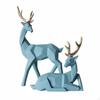 2 Pieces Geometric Deer Figurine Set Elegant Accent Faceted Resin Ornaments