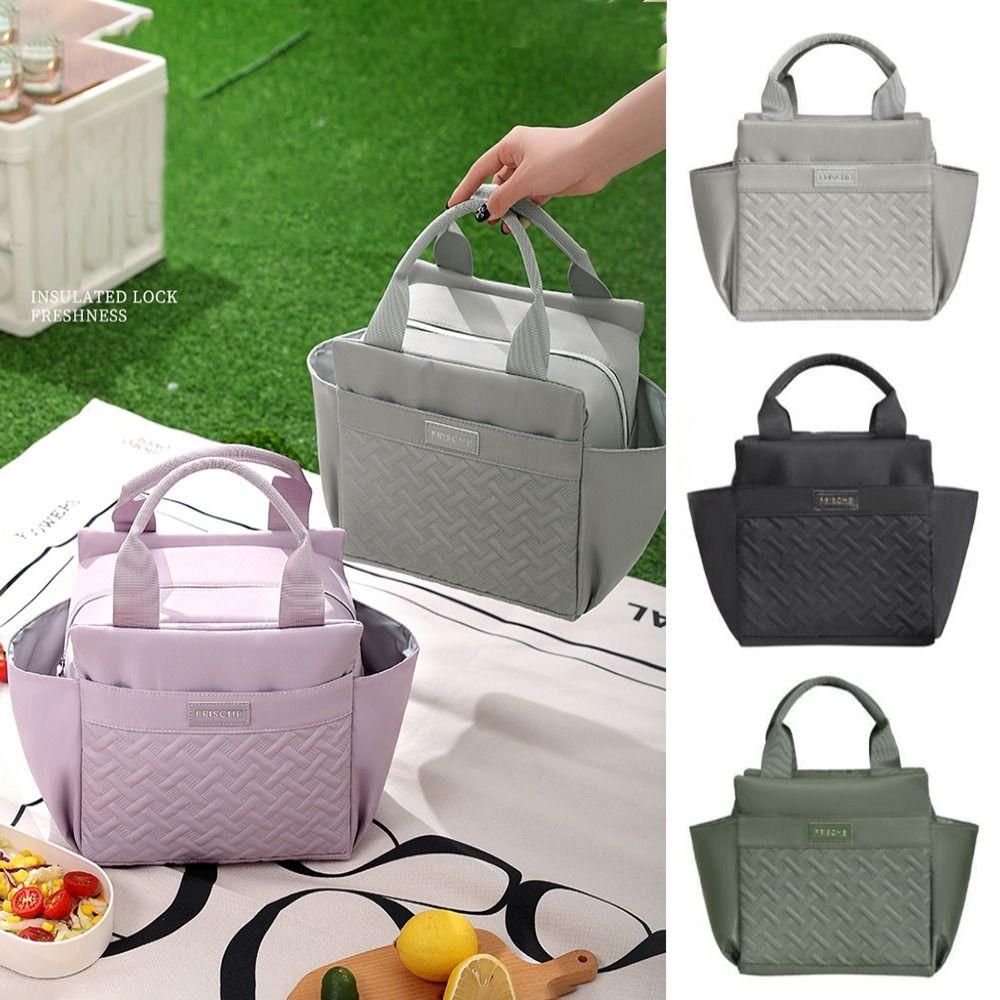 

Large Capacity Food Cooler Bag Reusable Picnic Bag New Lunchbox Bag Travel сірий