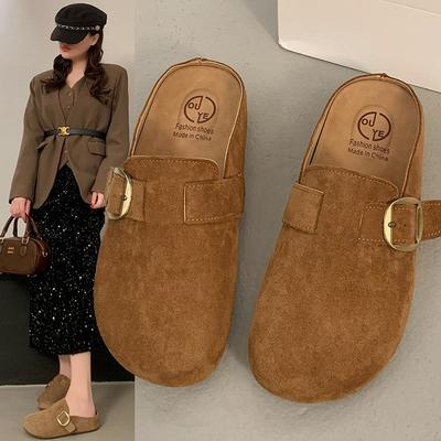 Fashion Shoes Woman 2025 House Slippers Platform Cover Toe Loafers Pantofle New Spring Retro Slides Shoes Woman 2025 Loafers Cover Toe F