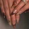 24Pcs White Almond Press On Nails With Black Polka Dots Simple Stick On Fake Nails For Women