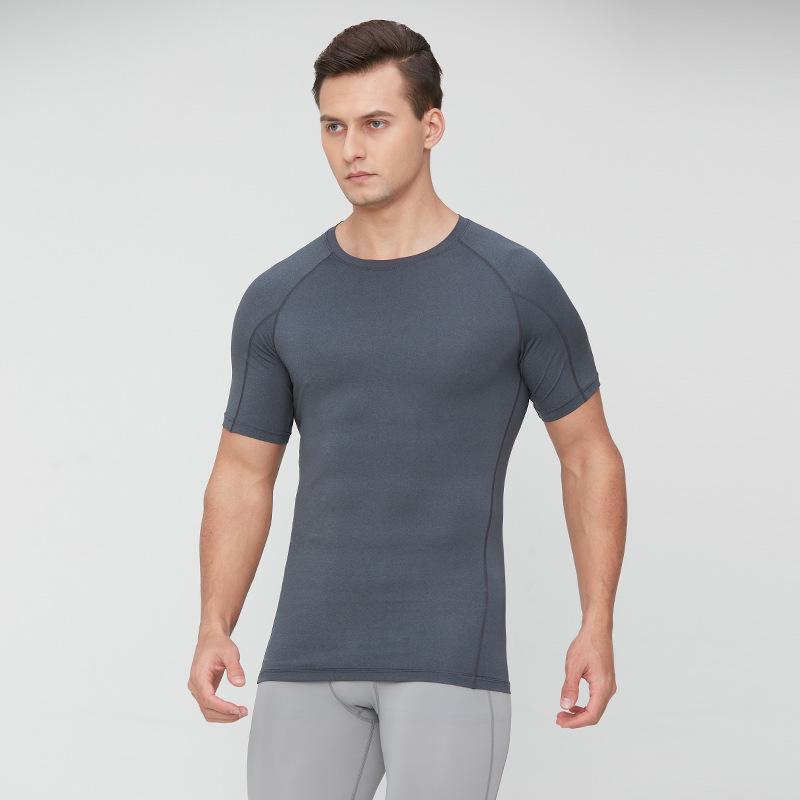 

Men s Quick-Dry Pro Running Tight Short Sleeve T-Shirt - Body Shaping Summer Sportswear L темно-серого