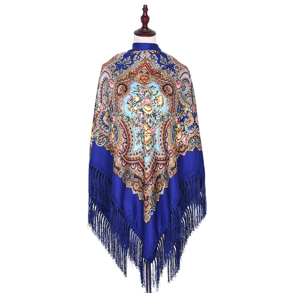 160*160Cm Women Russian Scarf Luxury Floral Print Scarves Wraps Big Size Handkerchief Babushka Bandana Beach Travel Shawls