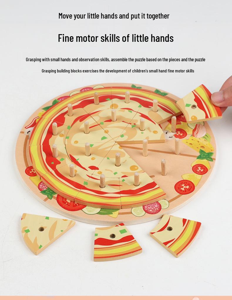 Wooden Pretend Play Kitchen Set: Cutting Vegetables, Mushrooms, and Pizza for Kids