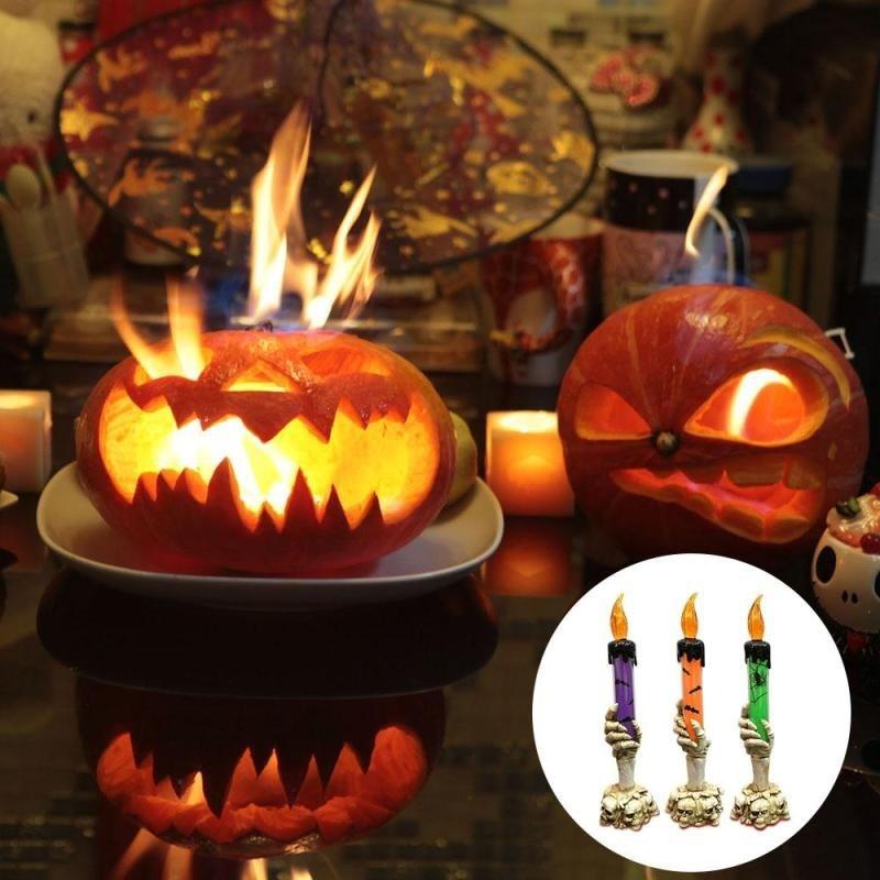 Halloween Party Supplies Horror Grip LED Candle Lamp Skeleton Hand Decor Props 1 Pc