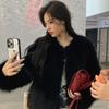 Winter New Elegant Long Sleeve Fox Fur Jackets Women Fashion Vintage Slim Plush Warm Casual Coats Women Solid Loose Office Ladies Jacket Tops 25879