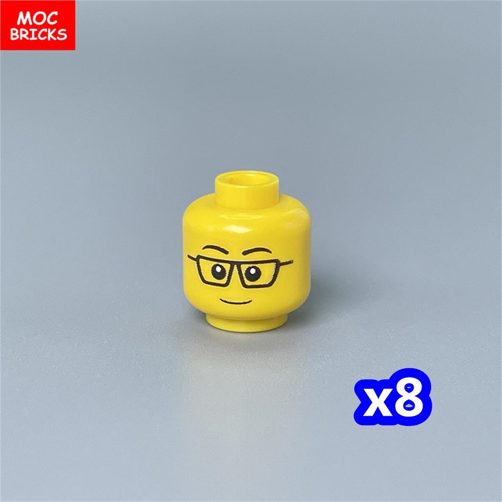 8pcs MOC Blocks Boys and Girls Face Head Figure Expression Part Learning Construction Bricks Playthings Ideal For Kids
