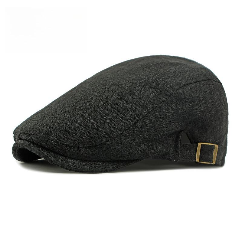 Unisex Big Head Friendly Linen Look Flat Cap Spring Summer Breathable Ivy Cap Adjustable Retro British Beret Cabbie Hat