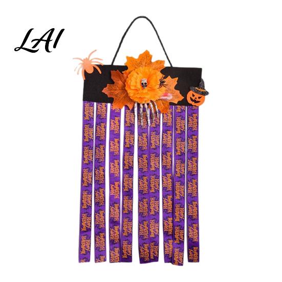 Skull Bat Pumpkin Print Backdrop Halloween Rag Flag Banner Maple Leaf Flower Ribbon Hanging Kindergarten Activity Decor Decor Farmhouse Wall Art for